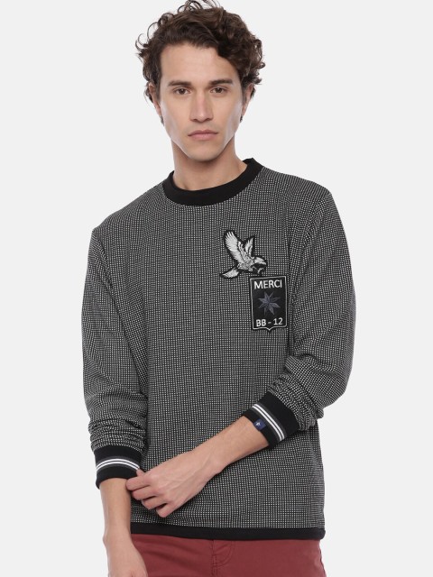 

Breakbounce Men Black Printed Sweatshirt