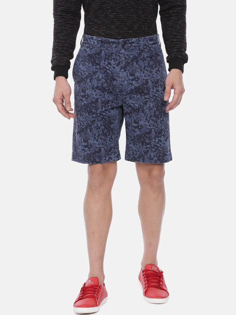 

Breakbounce Men Blue Printed Slim Fit Regular Shorts