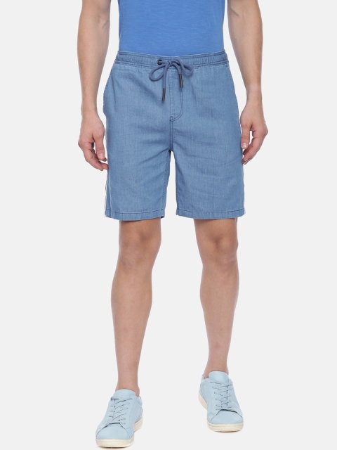 

Breakbounce Men Navy Blue Solid Slim Fit Denim Shorts