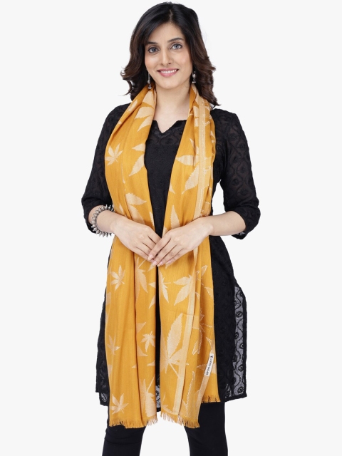 

Scarves & Glitters Women Mustard Yellow Self Design Scarf