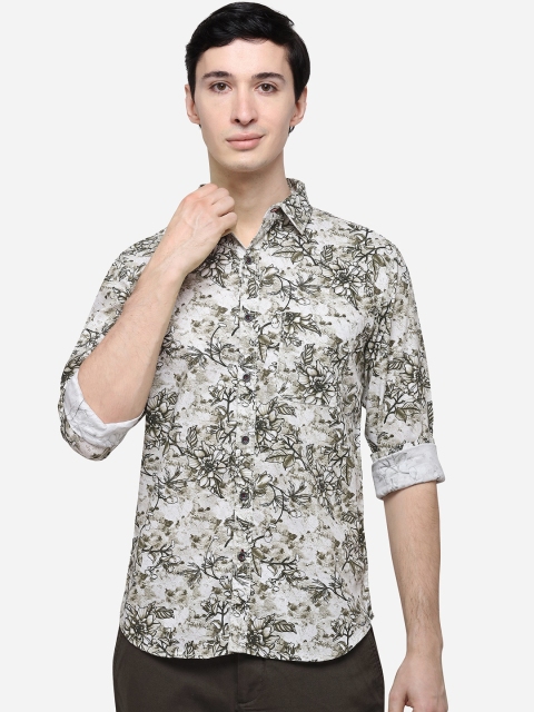 

Greenfibre Men Green Slim Fit Printed Casual Shirt