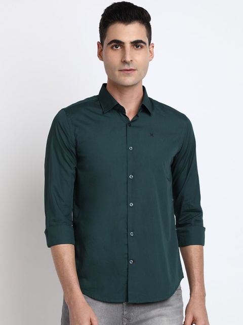 

TED HARBOR Men Green Slim Fit Solid Casual Shirt