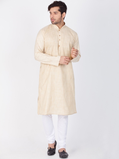 

VASTRAMAY Men Beige & White Solid Kurta with Pyjamas
