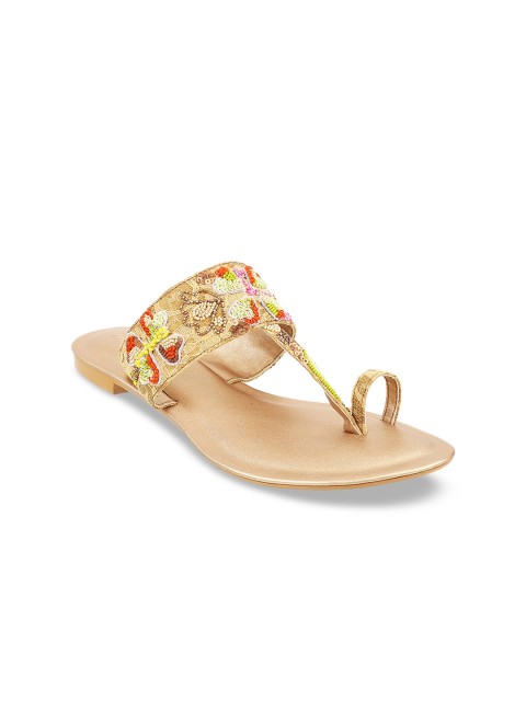 

Mochi Women Beige Embellished One Toe Flats