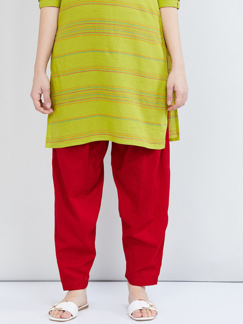 

max Women Red Solid Straight-Fit Salwar