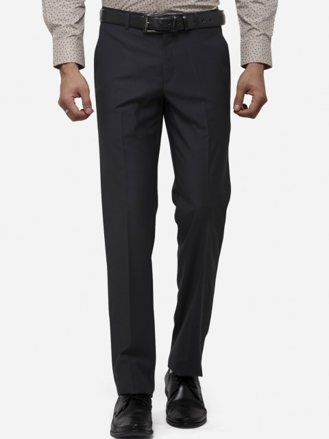 

METAL Men Grey Slim Fit Solid Formal Trousers
