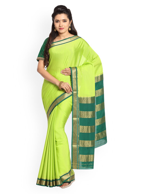

Vijayalakshmi Silks Green Pure Silk Woven Design Mysore Silk Saree