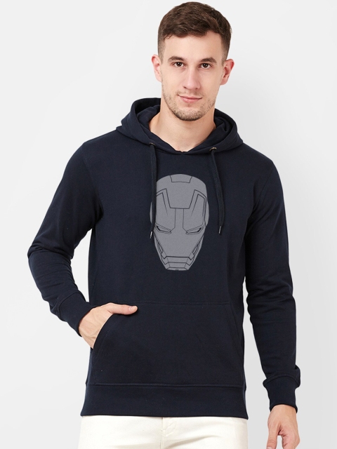 

Free Authority Men Navy Blue & Grey Iron Man Printed Hooded Pullover Sweatshirt