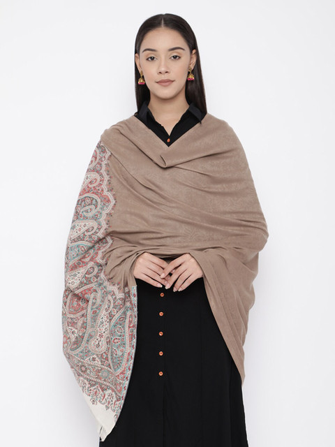 

Pashmoda Women Beige & Off-White Woven Design Kaani Shawl