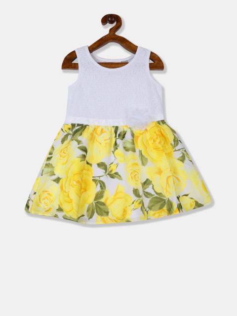 

The Childrens Place Girls White Printed Fit and Flare Dress