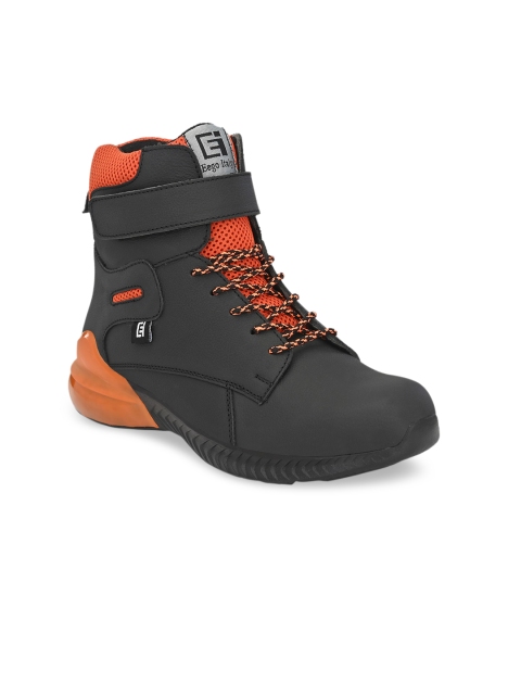 

Eego Italy Men Orange Leather High-Top Trekking Shoes