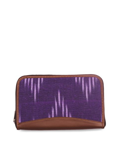 

ZOUK Women Purple Printed Vegan Leather Zip Around Wallet