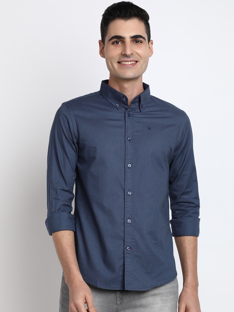 

TED HARBOR Men Navy Blue Slim Fit Solid Casual Shirt