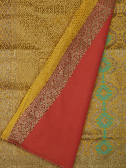 

Pothys Yellow & Gold-Toned Jute Silk Woven Design Saree
