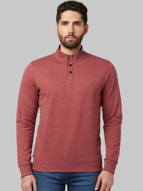 

Park Avenue Men Coral Red Solid Sweatshirt