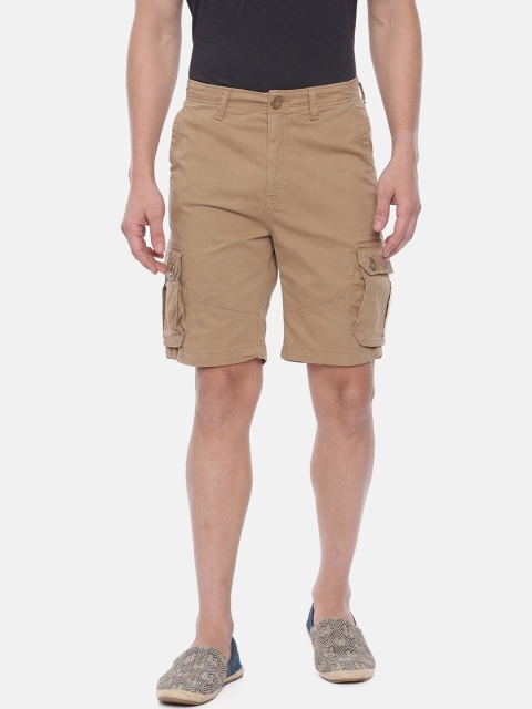 

Breakbounce Men Khaki Solid Slim Fit Cargo Shorts