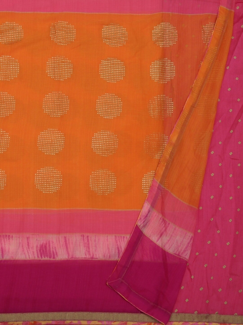 

Pothys Orange & Pink Jute Cotton Woven Design Saree