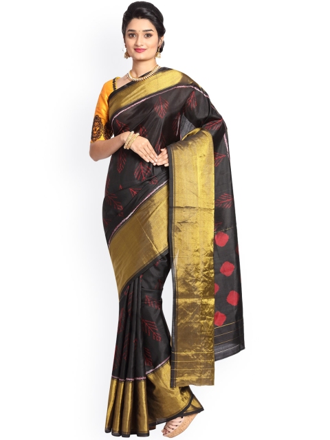 

Vijayalakshmi Silks Black & Maroon Pure Silk Woven Design Patola Saree