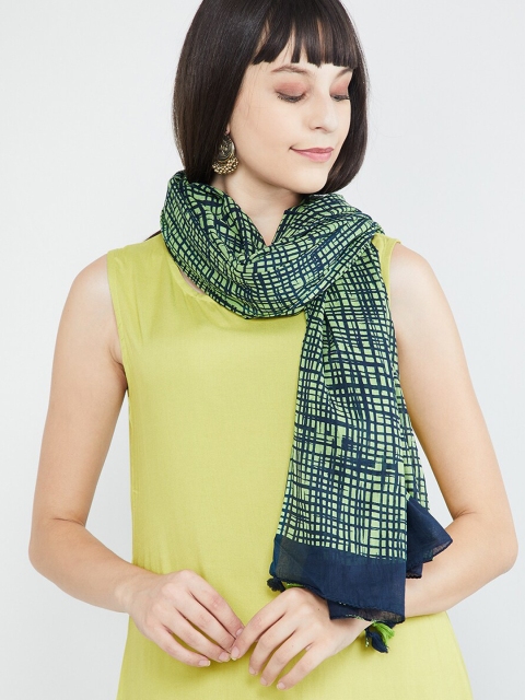max Green & Yellow Checked Dupatta