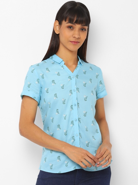 

Allen Solly Woman Blue Regular Fit Printed Casual Shirt