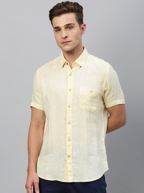 

RARE RABBIT Men Yellow Regular Fit Solid Casual Shirt