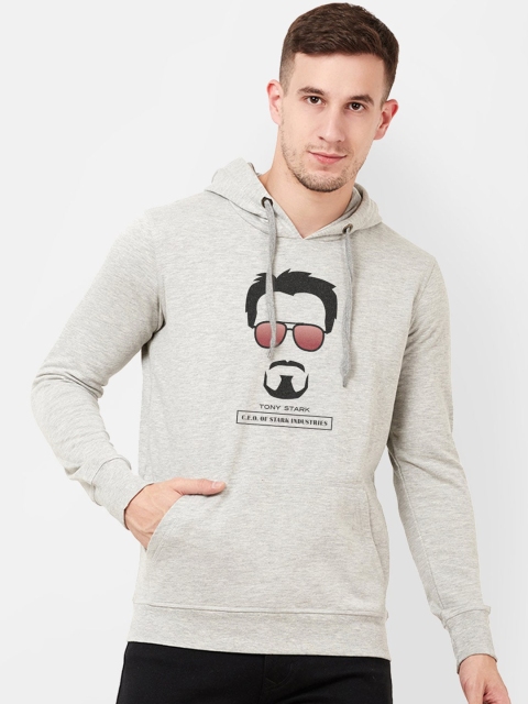 

Free Authority Men Grey Iron Man Printed Hooded Sweatshirt