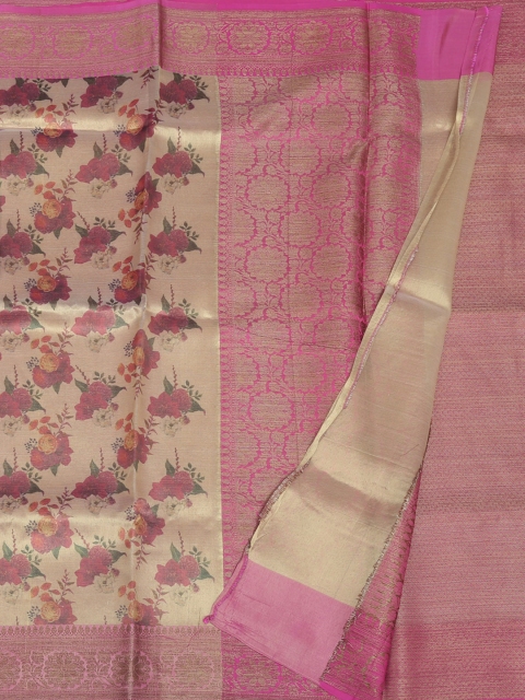 

Pothys Gold-Toned & Pink Tissue Woven Design Saree