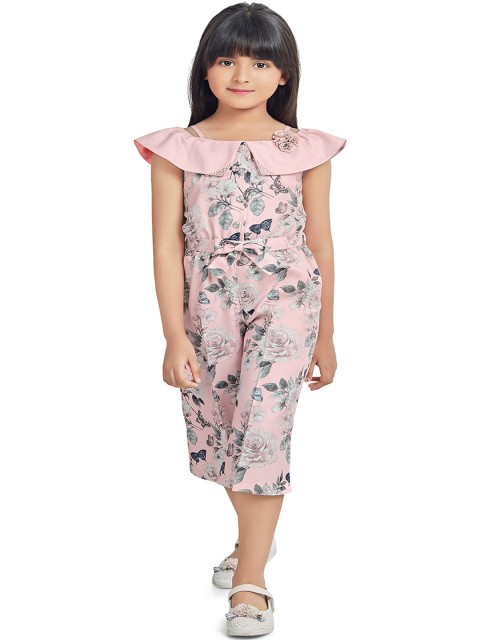 

Tiny Baby Girls Pink & Grey Printed Culotte Jumpsuit
