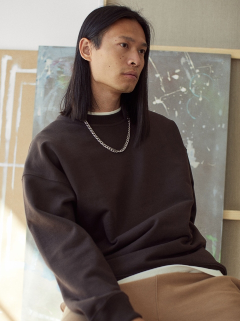 

H&M Men Brown Cotton Sweatshirt