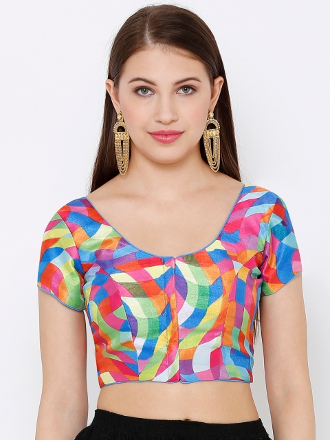 

SALWAR STUDIO Women Multicoloured Printed Readymade Saree Blouse, Multi