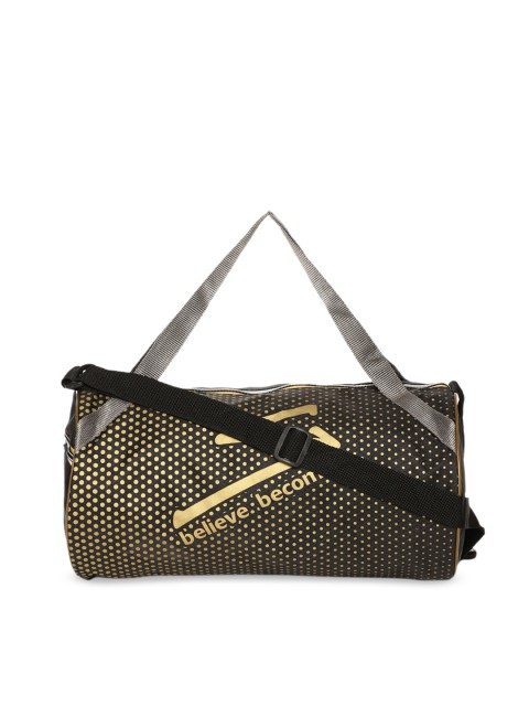 

SG Unisex Black & Gold-Coloured Printed Gym Duffel Bag