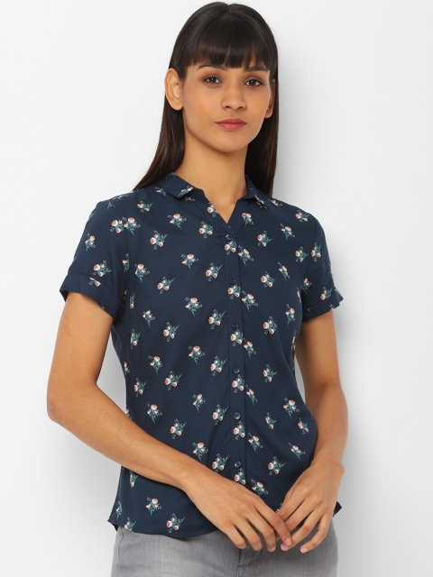 

Allen Solly Women Navy Blue & White Floral Printed Casual Shirt