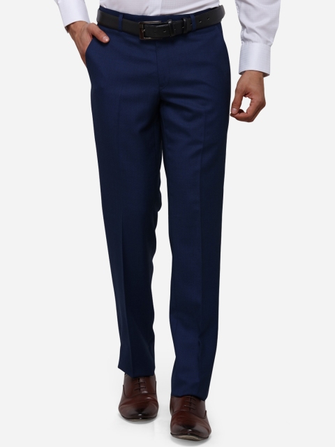 

METAL Men Navy Blue Slim Fit Solid Formal Trousers