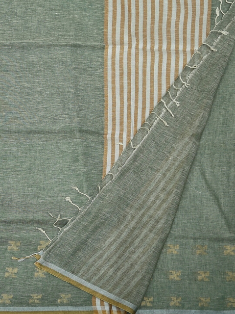 

Pothys Green Printed Pure Linen Saree