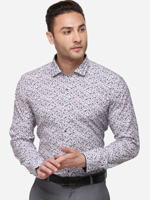 

JB STUDIO Men Grey & Navy Blue Slim Fit Floral Printed Formal Shirt