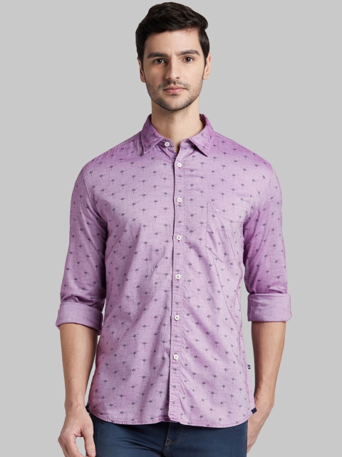 

Parx Men Purple Slim Fit Printed Casual Shirt