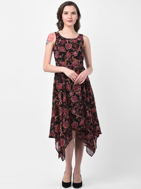

Latin Quarters Women Red Printed Fit and Flare Dress