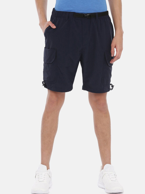 

Breakbounce Men Navy Blue Solid Slim Fit Cargo Shorts