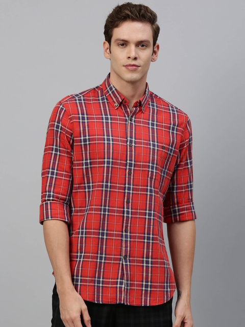 

RARE RABBIT Men Orange & Blue Regular Fit Checked Casual Shirt
