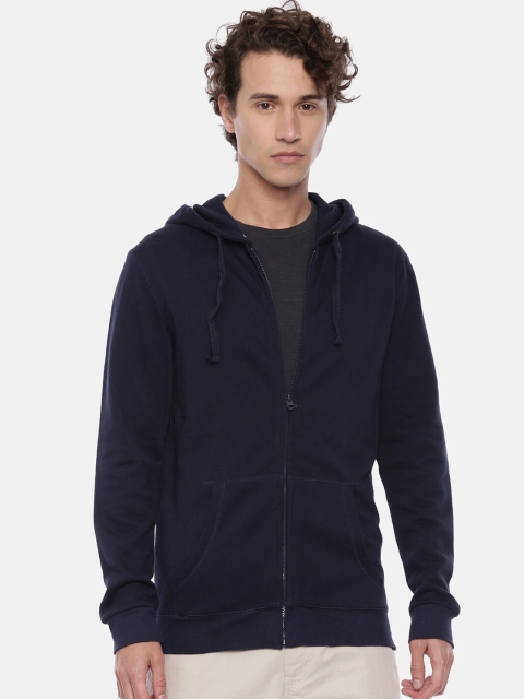 

Breakbounce Men Navy Blue Solid Hooded Sweatshirt