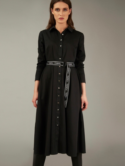 

COVER STORY by KARL LAGERFELD Women Black Solid A-Line Dress