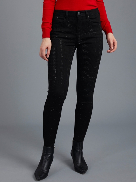 

COVER STORY by KARL LAGERFELD Women Black Skinny Fit Mid-Rise Clean Look Stretchable Jeans