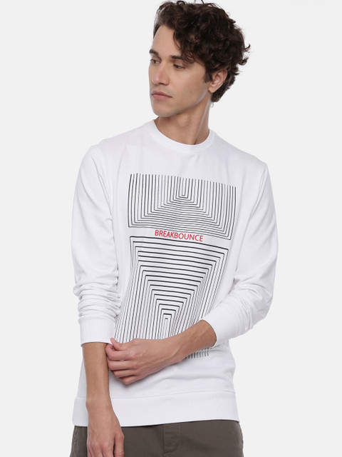 

Breakbounce Men White & Black Printed Sweatshirt