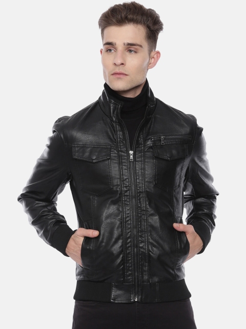 

Breakbounce Men Black Solid Water Resistant Biker Jacket