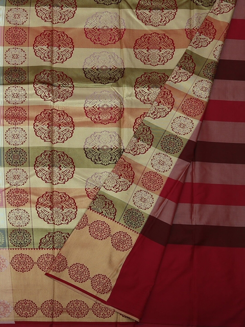 

Pothys Maroon & Cream-Coloured Art Silk Woven Design Saree