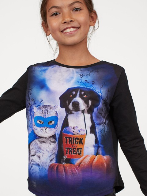 

H&M Girls Black & Blue Printed Jersey Sweatshirt
