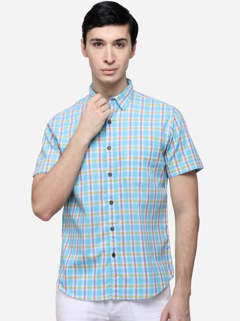 

Greenfibre Men Blue Slim Fit Checked Casual Shirt