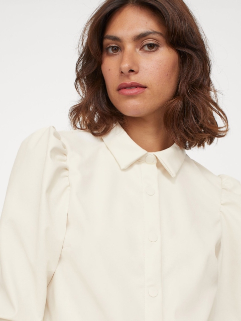 

H&M Women White Imitation Leather Blouse