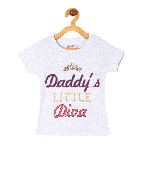 

Cherokee Girls Grey Printed Round Neck T-shirt