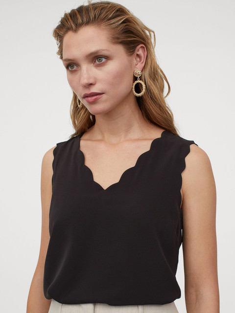 

H&M Women Black Sleeveless Blouse
